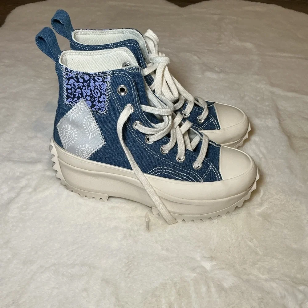 Converse Kids Denim High-Top Sneakers - Blue and White